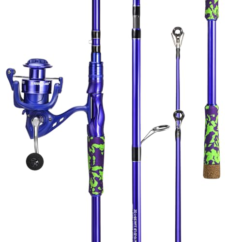 Sougayilang Inshore Saltwater Fishing Rods Combo, 7-Foot Spinning Rods and Casting Rods with Spinning/Trolling Reel