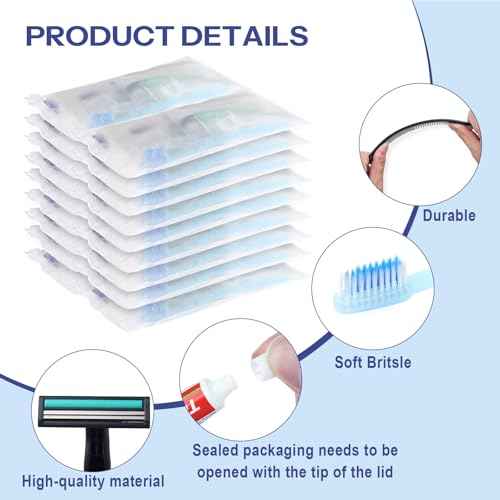 Pack of 5 Travel Size Toiletries Kit Individually Packed,Personal Hygiene Kit for Men Homeless Care Package Supplies Bulk