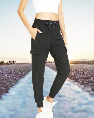 Cargo Joggers for Women with Pockets, Hiking Pants Lightweight Waterproof Quick Dry for Womens Camping Travel