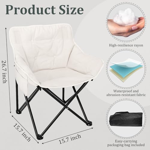 Redbaker 1 Pack Padded Camping Chair Oversized Portable Fishing Lawn Chair Light Weight Camp Outdoor with Padded Seats and...