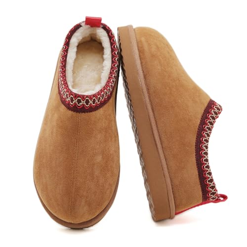 SMajong Women's Slippers Mens Platform Mini Boots Fuzzy House Slipper Fur Fleece Winter Home Shoes Indoor and Outdoor