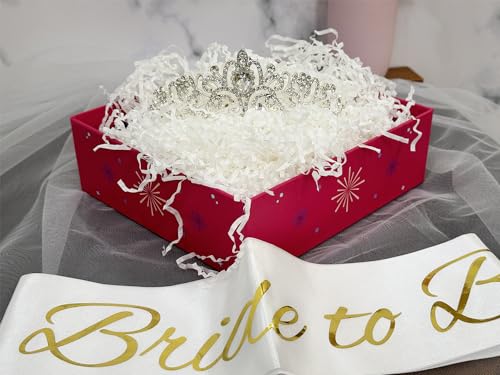 JETKONG 3 Pcs Bachelorette Party Decorations Bridal Shower Crown, Bride to Be Sash&Veil for Women Bachelorette Party Gift...