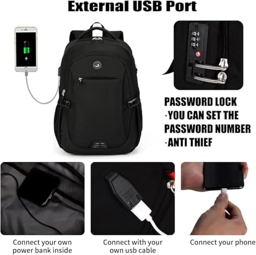 SHRRADOO Anti Theft Laptop Backpack Travel Backpacks with usb Charging Port for Women Men High School College Backpack Com...