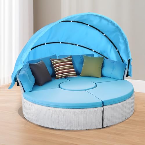 Outdoor Daybed Replacement Canopy, Outdoor Patio Wicker Daybed Canopy, Top Cover Compatible with Patio Round Daybed,| Cust...