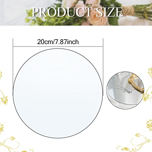 Mwellewm 12 Pcs Mirror Centerpieces for Tables, Acrylic Simulated Glass Round Mirror Tray Decoration Small Circular Plate ...