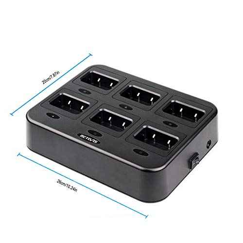 Retevis RT21 H-777S Six-Way Charger, Multi Unit Rapid Gang Charger, Compatible with Retevis RT21 H-777S, RT21V, RT28, RT53 Walkie Talkies and Batteries (1 Pack)