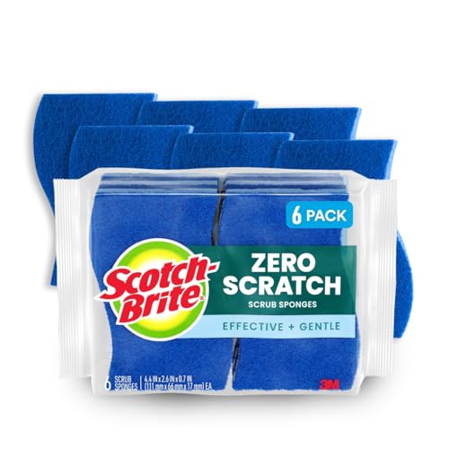 Scotch-Brite Zero Scratch Scrub Sponge, 6 Kitchen Sponges for Cleaning Around the Home, Bathroom & More, Scratch-free Dish...
