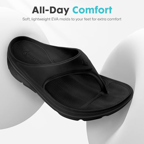 Walkhero Flip Flops for Men - Sandals Men with Arch Support, Non-Slip Sole, Durable, Cushioned Beach Sandals for Indoor & ...