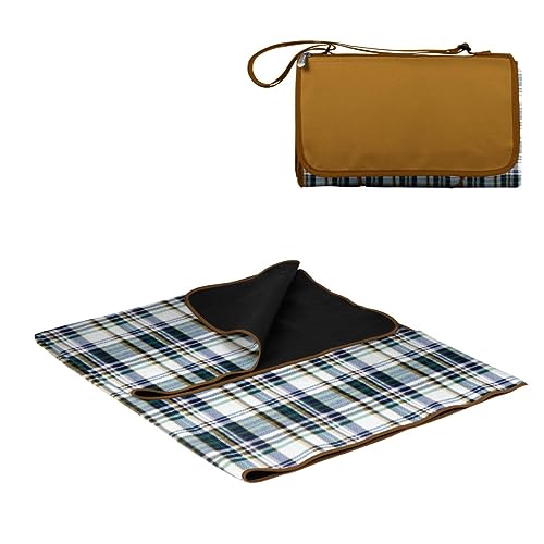 PICNIC TIME Outdoor Picnic Blanket Tote, 59"x51" Foldable Beach & Camping Blanket with Soft Fleece, Water-Resistant Botto...