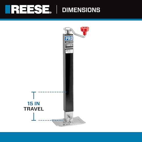 Reese 1400800383 Square Trailer Jack, No Mount, 8,000 lbs. Support Capacity, Topwind, Weld-On, 15 Inch Travel