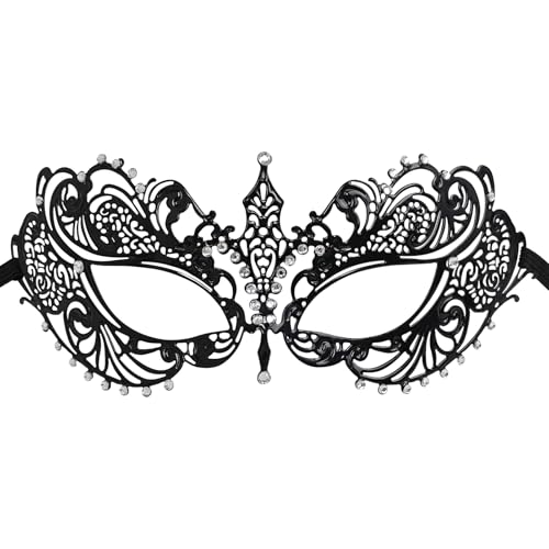 GYGYL Masquerade Mask for Women, Elegant Metal Mask for Costume Parties, Halloween, Mardi Gras, Venetian Balls