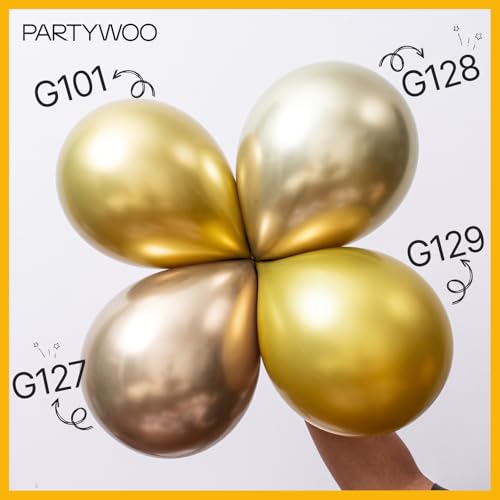PartyWoo Gold Balloons 123pcs Different Sizes of 18 12 10 5 Inch Gold Balloon Arch Kit Garland for Birthday Wedding Annive...