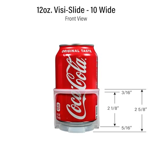Display Technologies Visi-Slide Gravity Fed Organizer for 12/16oz low ring Beverages on Flat and Angled Shelves in Cold Va...