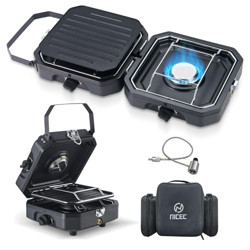 Nice C Camping Stove, Portable Camping Stove Propane, 2 Burner Propane Stove with Grill, Camp Stove, 16,000 BTU Camp Stove...