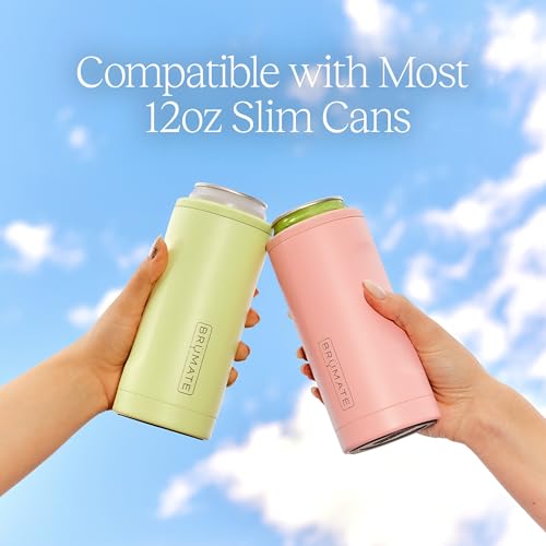 BrüMate Hopsulator Slim Can Cooler Insulated for 12oz Slim Cans | Skinny Can Insulated Stainless Steel Drink Holder for Ha...