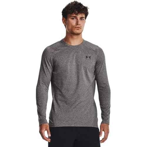 Under Armour - Mens ColdGear Armour Fitted Crew Long-Sleeve T-Shirt, Color Charcoal Light Heather (021), Size: X-Large