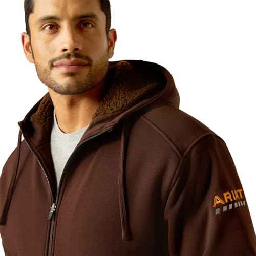 ARIAT Men's Rebar All-Weather Sherpa-Lined Full Zip Hoodie