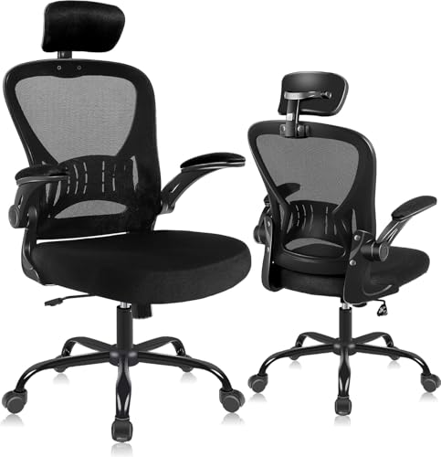 ralex-chair Ergonomic Office Chair with Adjustable Headrest & Lumbar Support, Computer Desk Chair with Flip-Up Armrests, C...