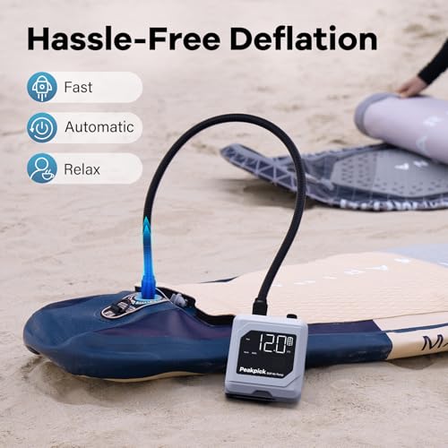 Peakpick 20PSI Electric Paddle Board Pump, Rechargeable Battery-Powered, Intelligent Dual Stage Inflation & Deflation, Aut...