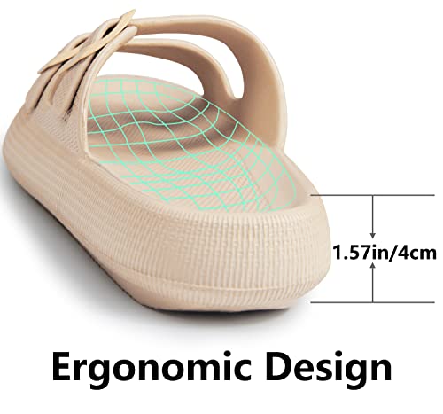 Weweya Sandals for Women and Men - Pillow Slippers - Double Buckle Adjustable Slides - EVA Flat Sandals