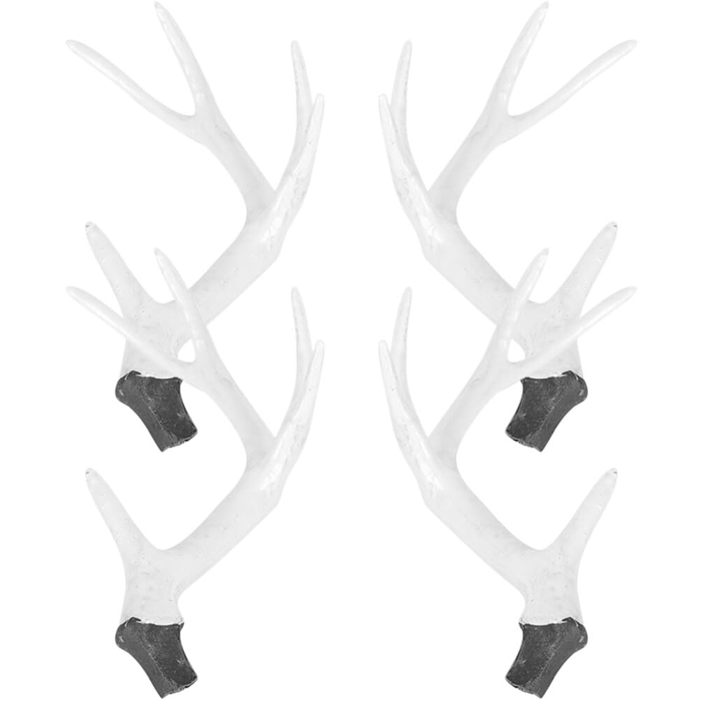 PRETYZOOM 4pcs Christmas Reindeer Antler White Deer Antler for Craft Faux Animal Horn for Headband Hair Pins Making Christmas Handcraft Accessory