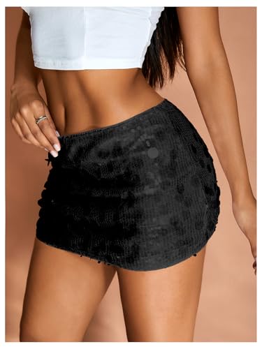 Floerns Women's Sequin Low Waist Mini Skorts Music Festival Night Out Skirt Shorts