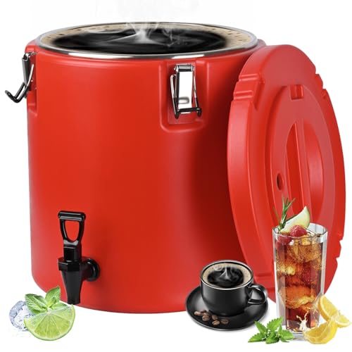 Carivia 8 Gal Insulated Beverage Dispenser, Commercial Cold & Hot Drink Dispenser with 304 Stainless Steel Interior and Sp...