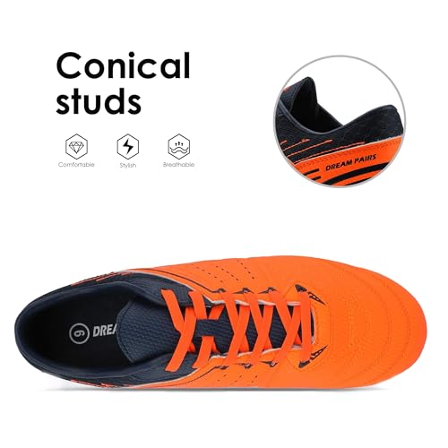 DREAM PAIRS Mens Sport Flexible Athletic Lace Up Light Weight Outdoor Cleats Football Soccer Shoes