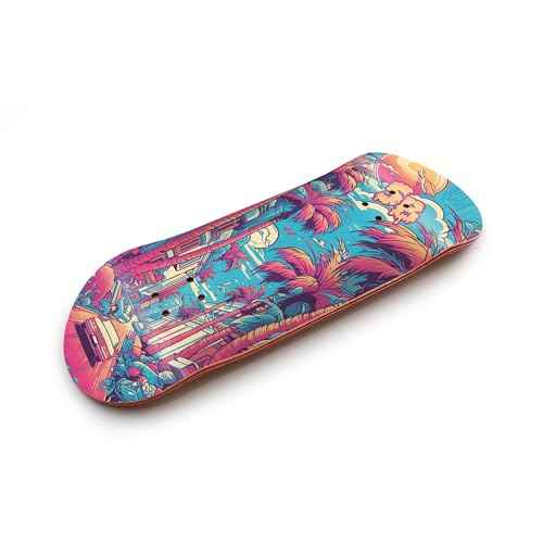 SPITBOARDS¢ç 34mm Fingerboard Deck - Real Wood (5-Layers) Classic Popsicle Street Shape - Size: 34 x 96 mm - Single Graphic Deck (Real Wear) - Optimized Concave - Miami Street