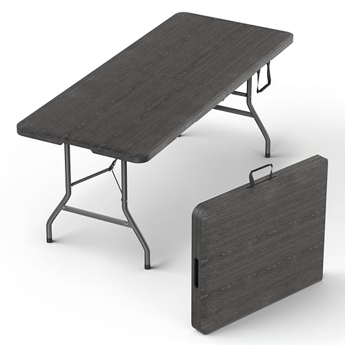 6 Feet Foldable Table with Built in Handle & Steel Legs | 6FT Heavy Duty Folding Portable | Perfect for Party, Dining, Wed...