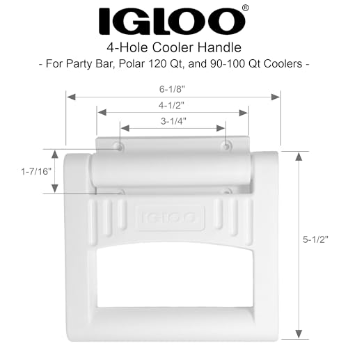 Igloo Rugged 4-Hole Cooler Handle & Bracket - Made in The USA - for Party Bar, Polar 120 Qt, and 90-100 Qt Sized Ice Chest...