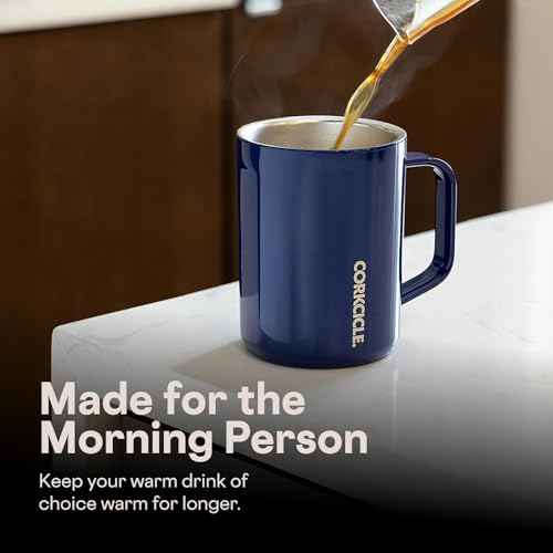 Corkcicle Classic Coffee Mug - Triple Insulated Stainless Steel for Travel - Shatter-Proof Lid - Keeps Drink Hot Over 3 Hours - Holiday Mug Gift - Great for Gifting - 16 oz - Gloss Midnight Navy