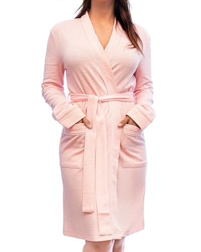 NY Threads Women's Robe Soft Knit Waffle Bathrobe Lightweight Knee-Length Loungewear