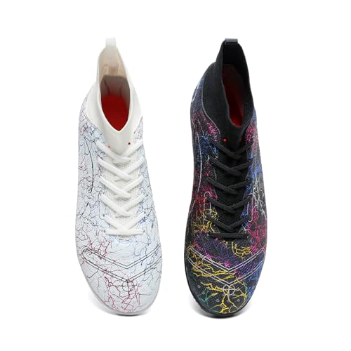 MIGPOGZAI Men's Soccer Shoes High-Top Soccer Cleats Outdoor Breathable Athletic Professional Spikes Youth Boys Football Sh...
