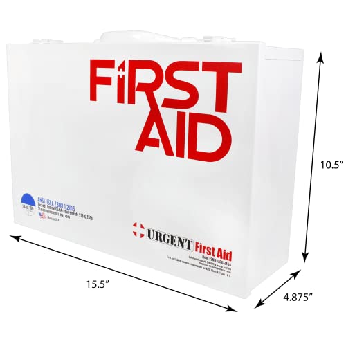 OSHA & ANSI 2 Shelf Industrial First Aid Cabinet with Pocket Liner, 75 Person, 556 Pieces, 2015 Class A+, Types I & II, Ma...
