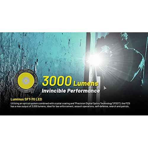 Nitecore P23i Tactical Flashlight, 3000 Lumen USB-C Rechargeable Long Throw Super Bright with Lumentac Organizer