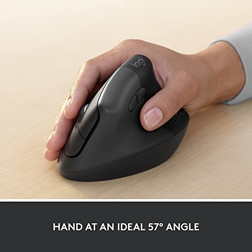Logitech Lift for Business, Vertical Ergonomic Mouse, Wireless, Bluetooth or Secured Logi Bolt USB, Quiet clicks, Globally...