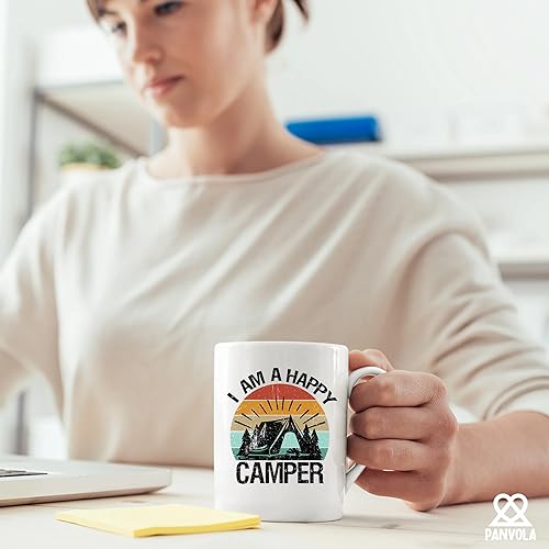 I Am A Happy Camper Camping Outdoor Enthusiast Picnic Gifts for Campers Ceramic Mug 11oz White