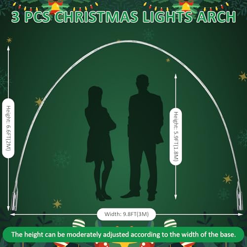 Aurelema 3 Sets 6.6 ft Light Arch for Christmas with 8 Mode LED Lights Remote Easy Assembly Reusable for Outdoor Christmas...