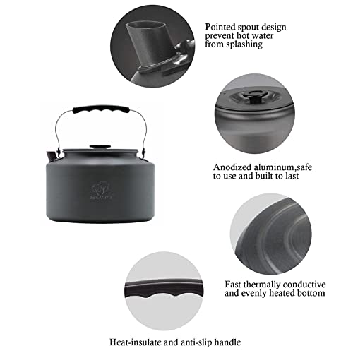 FineFlame Camping Stove 3 Burner 20400 BTU Propane Camping Stove With Bulin 2.2L Camping Kettle Camp Tea Coffee Pot