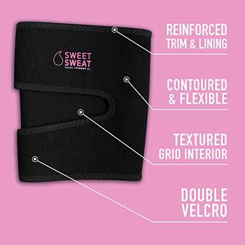 Sports Research Sweet Sweat Thigh Trimmers for Men & Women Increases Sweat & Activity to the Thighs during Exercise (Pink, Large)