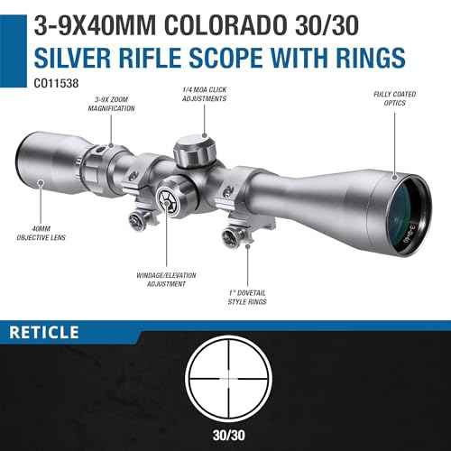 Barska Colorado Rifle Scope ? 30/30 Reticle, MOA Adjustments, Fully Coated Optics, Waterproof, Fogproof, Shockproof ? Ideal for Hunting & Shooting
