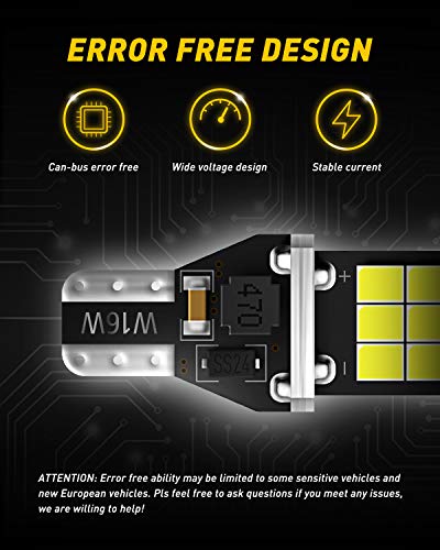 AUXITO 912 921 LED Bulb for Backup Light Reverse Lights High Power 2835 15-SMD Chipsets Error Free T15 906 922 W16W Bulbs,...