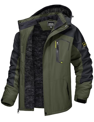 TACVASEN Men's Winter Skiing Jackets Water Resistant Fleece Coats Insulated Thermal Snowboard Jacket Parka Raincoat with Hood