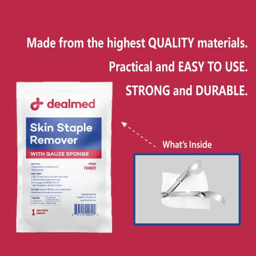 Dealmed Sterile Staple Removal Kit, Includes Staple Remover and Gauze Sponge, Staple Removal Tool Single-Use Kit, Ideal fo...