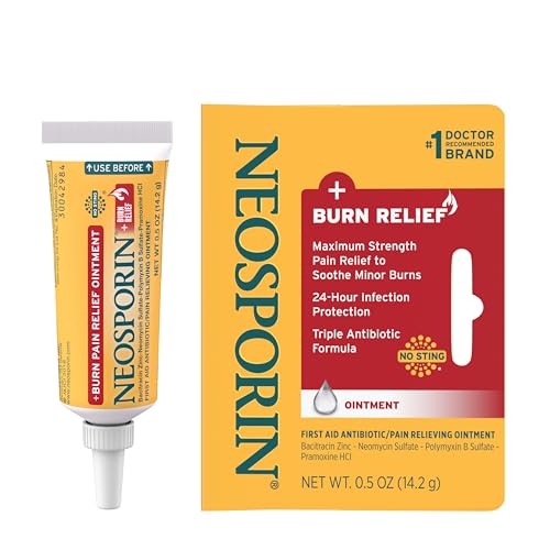 Neosporin + Burn Relief Dual Action Ointment, First Aid Topical Antibiotic & Analgesic for 24-Hour Infection Protection & ...