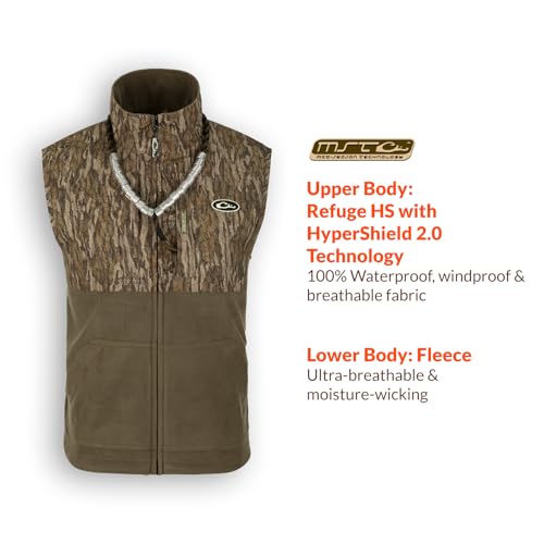 Drake Waterfowl Men's MST Eqwader Insulated Fleece-Lined Waterproof Windproof Breathable Adjustable Outdoor Hunting Zip Vest