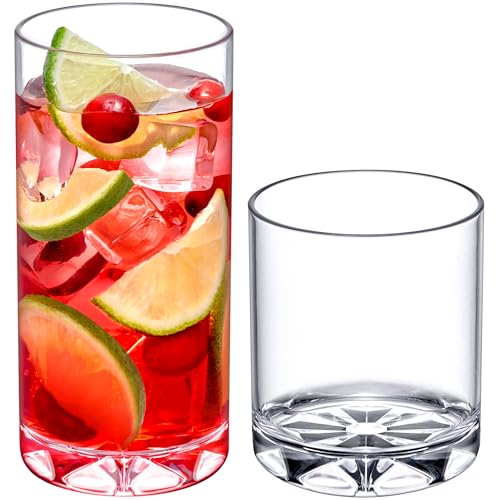 Amazing Abby - Liberty - 12-Ounce and 16-Ounce Plastic Tumblers (Set of 16), Plastic Drinking Glasses, All-Clear Reusable ...