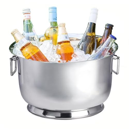 Sol Living Insulated Beverage Tub Large Ice Bucket with Handles Double Wall Stainless Steel Ice Bucket and Cooler for Win...