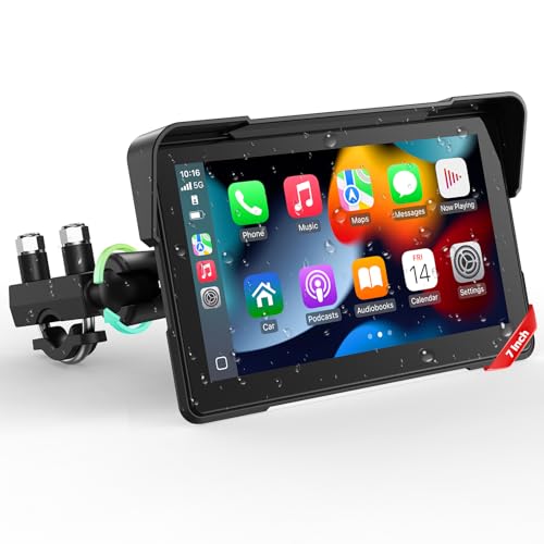 LAMTTO 7-Inch Wireless Motorcycle Carplay GPS Navigation System with Apple Carplay and Android Auto, Portable Moto Car Pla...